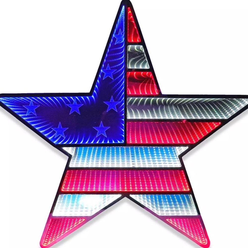 NWT KOHLS Americana Star Patriotic LED Infinity Wall / Door Light Decor